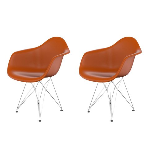 Conjunto com 2 Cadeiras para Sala de Jantar Arm Eiffel Laranja/Tangerina