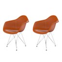 Ver imagem 1 de Conjunto com 2 Cadeiras para Sala de Jantar Arm Eiffel Laranja/Tangerina