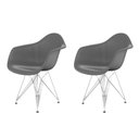 Ver imagem 1 de Conjunto com 2 Cadeira para Sala de Jantar Arm Eiffel Cinza/Brasão