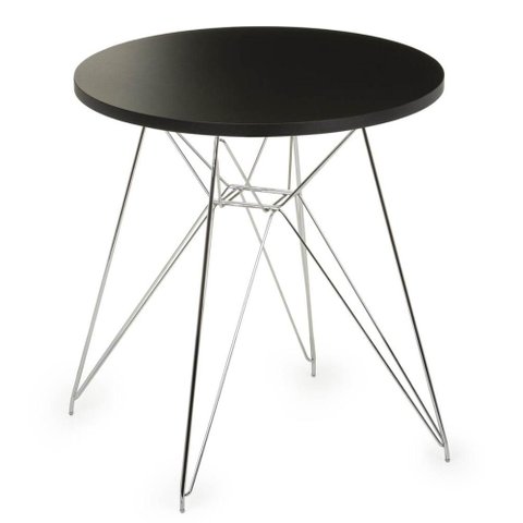Mesa Eames 70 Cm Tampo Redondo Preto Base Torre Cromada - 28701