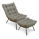 Ver imagem 1 de Kit Poltrona e Puff Costela Veludo Capuccino