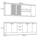 Ver imagem 4 de Cozinha Modulada Completa 240cm 10 Peças 11 Portas 3 Gavetas Americana Branco HP - Henn