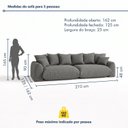Ver imagem 3 de Sofá Cama Modular Orgânico Retrátil 3 Lugares Base Madeira Maciça 210 cm Marrocos