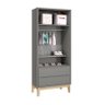 Dormitório Infantil Classic 2 Portas, Cômoda 6 Gavetas, Berço Cinza Fosco com Pés Madeira Natural e - 2