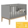 Dormitório Infantil Classic 2 Portas, Cômoda 6 Gavetas, Berço Cinza Fosco com Pés Madeira Natural e - 5