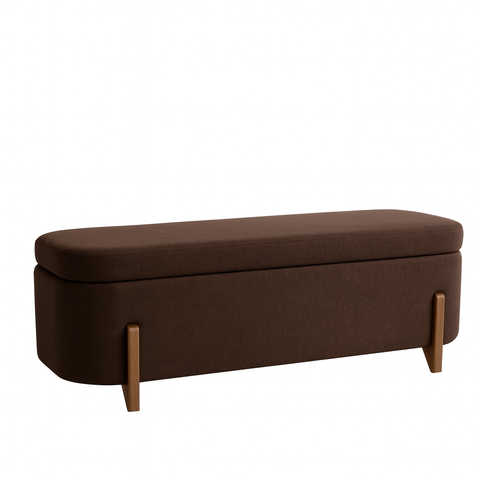 Banco Baú Organizador Estofado Orgânico Milão Peseira 1,40 Bouclê Marrom - Montanari's Decor