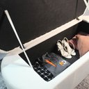 Ver imagem 3 de Banco Baú Organizador Estofado Orgânico Milão Peseira 1,40 Bouclê Marrom - Montanari's Decor