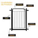 Ver imagem 4 de Grade Proteção Segurança Portão Pet 80cm Preto Bebê Cão com Extensor 2 de 30cm e 1 de 15cm Itagold