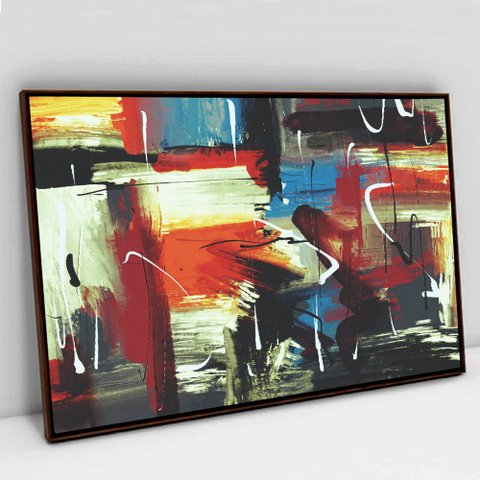 Quadro Decorativo em Canvas Abstrato Viva La Vida TaColado Moldura Flutuante 4,5cm Madeira 120 x 80c