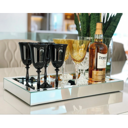 Bandeja Vidro Prata Espelhada Luxo Decoração 50x35 - 3