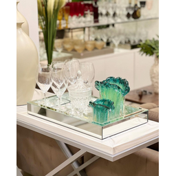 Bandeja Vidro Prata Espelhada Luxo Decoração 50x35 - 2