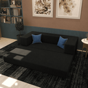 Ver imagem 3 de Sofá Modular Dobrável 3 em 1 Puff Sofá Cama Confortável em Espuma Alta Densidade - Preto