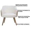 Ver imagem 3 de Kit 2 Poltronas Decorativas Kitana Pés Palito Couro/Linho Bege/Branco - Gran Belo