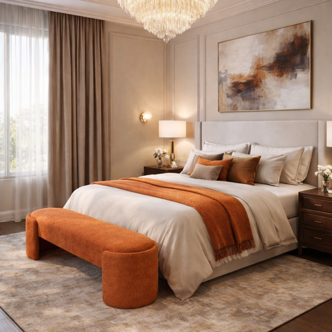 Recamier Puf Decorativo Fly Cama Casal 138cm Zahav Estofados:terra Cota