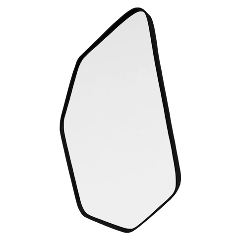 Espelho Geométrico Stellar 60x40cm Orgânico Couro Ecológico Decorativo Sala Banheiro Moderno:Preto