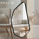 Ver imagem 5 de Espelho Geométrico Stellar 60x40cm Orgânico Couro Ecológico Decorativo Sala Banheiro Moderno:Preto