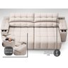 Sofá com Porta Copos Carregador USB Ret Rec Samurai 2,30m Velosuede Areia - NETSOFAS - 3