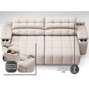 Ver imagem 3 de Sofá com Porta Copos Carregador USB Ret Rec Samurai 2,30m Velosuede Areia - NETSOFAS