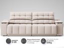 Ver imagem 5 de Sofá com Porta Copos Carregador USB Ret Rec Samurai 2,30m Velosuede Areia - NETSOFAS