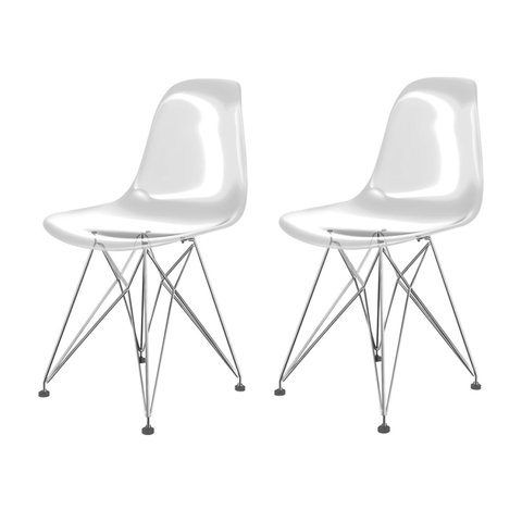 Conjunto com 2 Cadeira para Sala de Jantar Eames Pc Eiffel Transparente