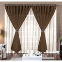 Ver imagem 1 de cortina sala voal liso marron com forro branco 3,00x2,20