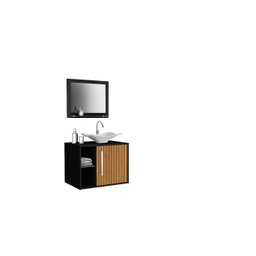 Conj Gabinete Baden Bechara 2075576 Banheiro Preto Ripado - 1