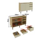Ver imagem 4 de Balcão de Cozinha para Pia 120 Cm Nanda 2 Portas 3 Gavetas Nature/arenas - Tecno Mobili
