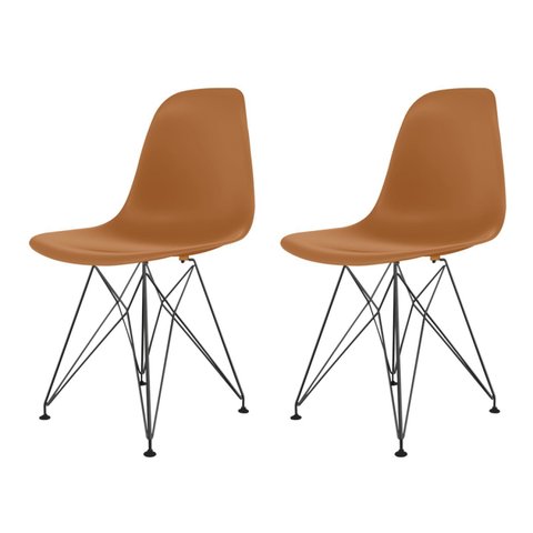 Conjunto com 2 Cadeiras para Sala de Jantar Eames PP Eiffel Laranja/Tangerina