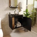 Ver imagem 3 de Gabinete Banheiro Lirio com 1 Porta Espelheira e Cuba Preta Preto Fosco/ripa 3d