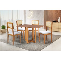 Sala de Jantar Quadrada com 4 Cadeiras 0,90x0,90m - Atlanta - Mg Movelaria - 1