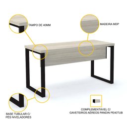 MESA P/ ESCRITÓRIO 120X60 PANDIN PE40TUB - NOGUEIRA M1200PE40TUB - 3