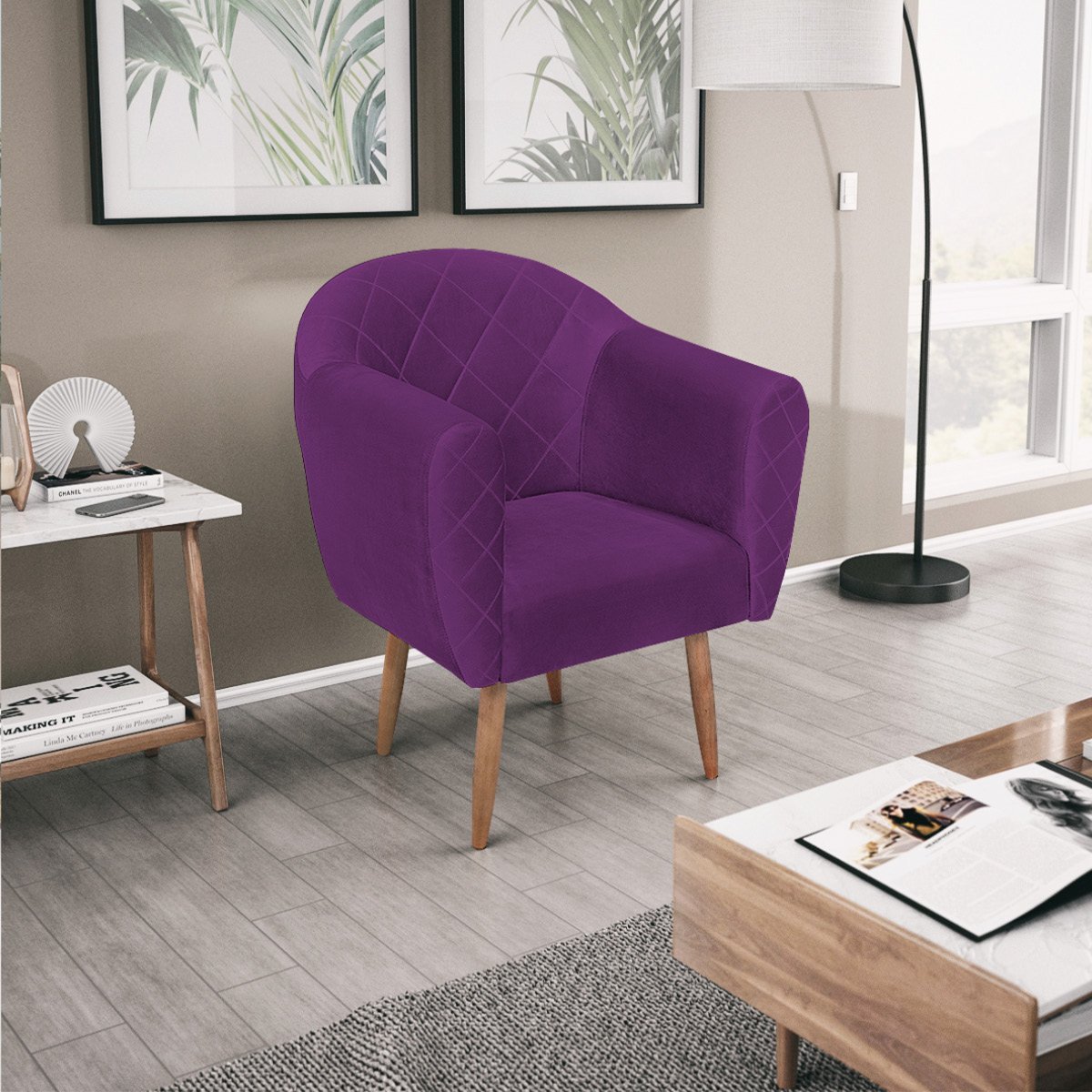 Poltrona Grazi Pés Palito Suede - ADJ Decor POLTRONAS POLTRONAS PARA SALA POLTRONAS DECORATIVAS Roxo - 2