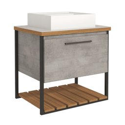 Armário Gabinete Banheiro 80cm Mdf com Espelheira 1 Porta Cimento - 3