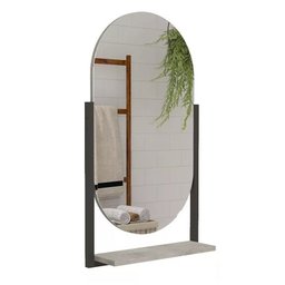 Armário Gabinete Banheiro 80cm Mdf com Espelheira 1 Porta Cimento - 5