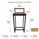 Ver imagem 3 de Banqueta Alta para Balcão Estofada Milão Cor Marrom - Kmj