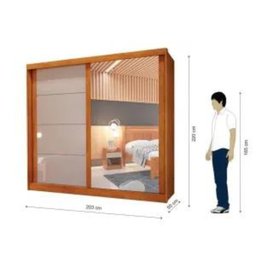 Guarda Roupa Casal 2 Portas C/01 Espelho Viena Bianchi Móveis Nature/off - 8