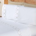 Ver imagem 2 de Edredom + Jogo de Cama 200 Fios Damasco Queen 15 Peças 100% Poliéster - Branco/bege