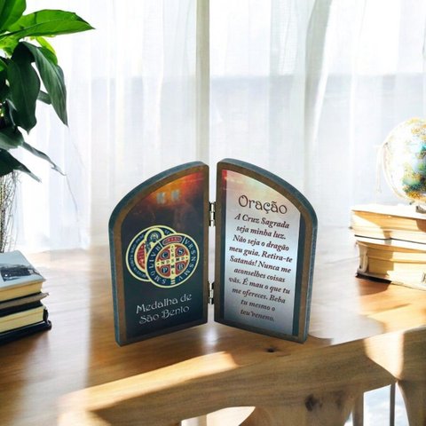 Adorno Oração de Mesa Medalha de São Bento