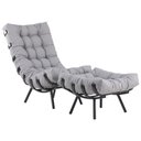 Ver imagem 1 de Poltrona Costela Decorativa em Alumínio com Puff e Almofada