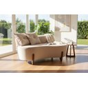 Ver imagem 2 de Namoradeira Sofá Feijão Luna 130cm Orgânica Veludo Marfim