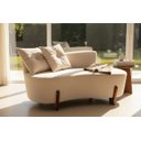 Ver imagem 1 de Namoradeira Sofá Feijão Luna 130cm Orgânica Veludo Marfim