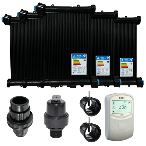 Kit Aquecimento Solar Piscina 20Placas 5Mt ROSCA+Valvs+Cdt