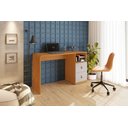 Ver imagem 1 de Mesa de Estudo Alice 2 Gavetas com Puxadores de Couro Acamento Arredondado:cinamomo / Off