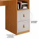 Ver imagem 4 de Mesa de Estudo Alice 2 Gavetas com Puxadores de Couro Acamento Arredondado:cinamomo / Off