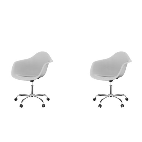 Kit 2 Cadeiras Escritório Arm Base Cromada DSW-M Office