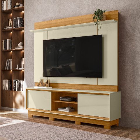 Rack Home Theater Siena 2 Portas com Kit Pés - Cumaru/opala Madetec