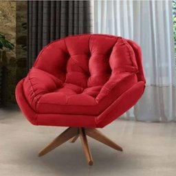 Poltrona Decorativa Estofada Base Giratória Califórnia Cor:vermelho - 3