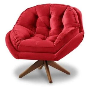 Poltrona Decorativa Estofada Base Giratória Califórnia Cor:vermelho