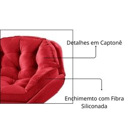 Poltrona Decorativa Estofada Base Giratória Califórnia Cor:vermelho - 4