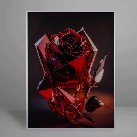 Quadro Decorativo Flower Red Rose Relevo